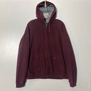 Vintage Y2K Starter Full Zip Burgundy Hooded Fleece Sweatshirt Men's Size Medium